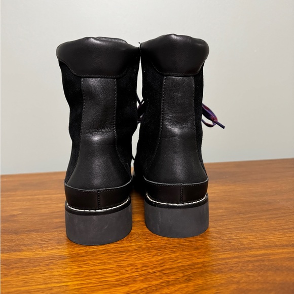 J. Crew Suede Leather Black Lace Up Boots Purple Laces - Picture 5 of 11